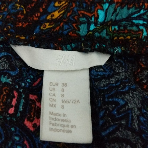 H&M Beachy Printed Palazzo Pants Sz 8 - Picture 7 of 7